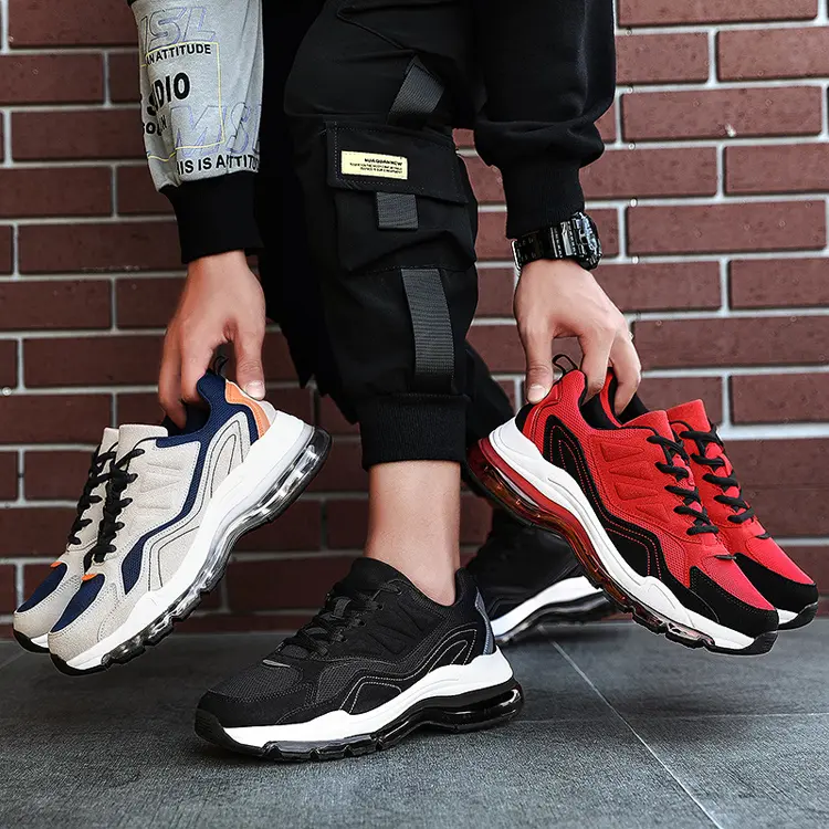 Fashion Style OEM ODM Service Comfortable Men Boy Sneaker Anti Slip Outsole Air Cushion Running Shoes